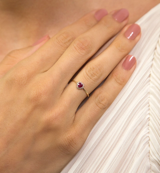 Anel Liz Amour coração de Rubi ouro 18k com 4,4pts de Diamantes 4