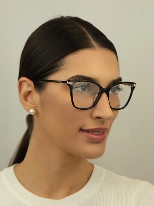 Óculos de Grau Furla VFU581 540700 Acetato Preto e Rose 4