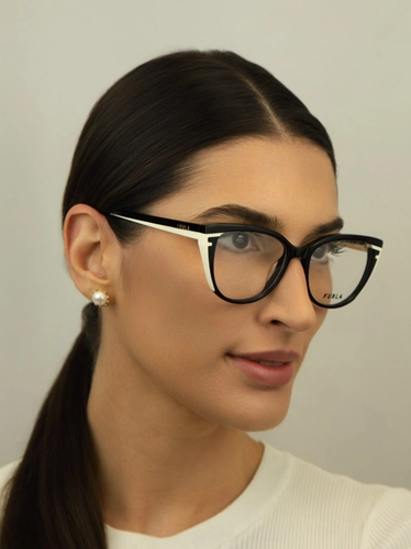 Óculos de Grau Furla VFU765 530700 Acetato Preto e Branco