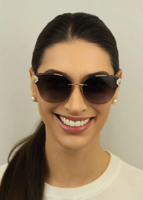 Óculos de Sol Chopard High Jewellery SCHL57S 590300 Metal Dourado com lentes na cor Cinza Degradê 2