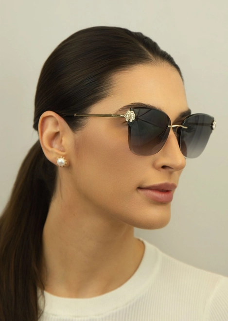 Óculos de Sol Chopard High Jewellery SCHL57S 590300 Metal Dourado com lentes na cor Cinza Degradê 3