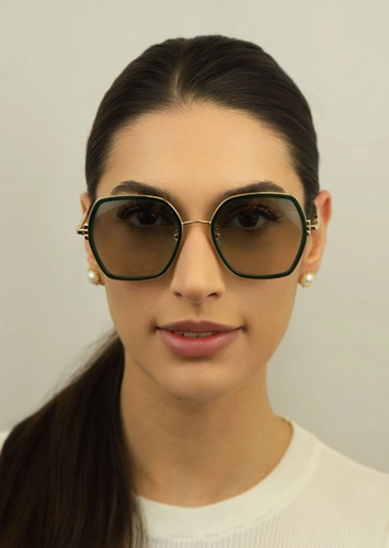 Óculos de Sol Chopard Ice Cube SCHL02V 54300K Metal Dourado e Verde com lentes na cor Verde Degradê