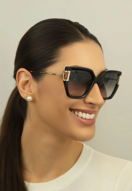 Óculos de Sol Chopard Ice Cube SCH378M 550BLK Acetato Preto com lentes na cor Cinza Degradê 3