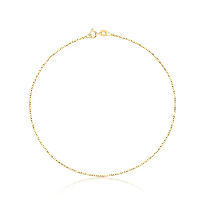 Tornozeleira malha Veneziana ouro 18k polida 24CM 1