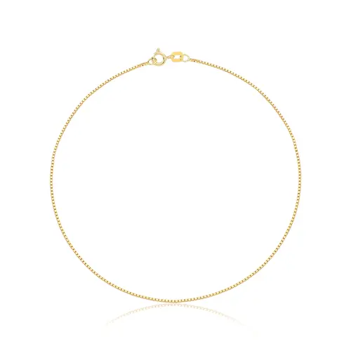 Tornozeleira malha Veneziana ouro 18k polida 24CM