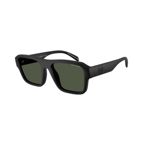Óculos de Sol Armani Exchange 0AX4154SU 80782J56 Acetato Preto Fosco com lentes na cor Verde Polarizado
