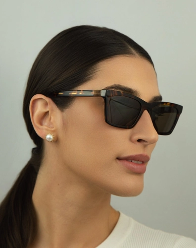 Óculos de Sol Miu Miu 0MU A05S 14L60M55 Acetato Marrom Mesclado com lentes na cor Marrom