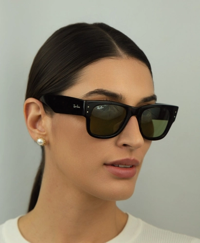 Óculos de Sol Ray-Ban Mega Wayfarer 0RB0840S 902/4E51 Propionato Marrom Mesclado com lentes na cor Verde