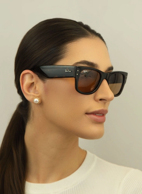 Óculos de Sol Ray-Ban Mega Wayfarer 0RB0840S 902/5351 Propionato Marrom Mesclado com lentes na cor Marrom 5