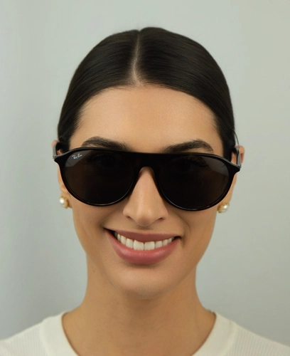 Óculos de Sol Ray-Ban 0RB2215 902/B159 Acetato Marrom Mesclado com lentes na cor Cinza