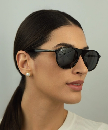 Óculos de Sol Ray-Ban 0RB2215 902/B159 Acetato Marrom Mesclado com lentes na cor Cinza