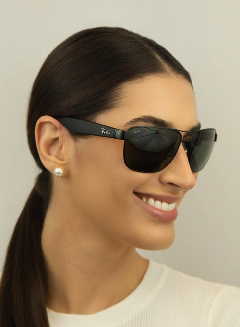 Óculos de Sol Ray-Ban 0RB3745L 006/7163 Metal Preto com lentes na cor Verde 5