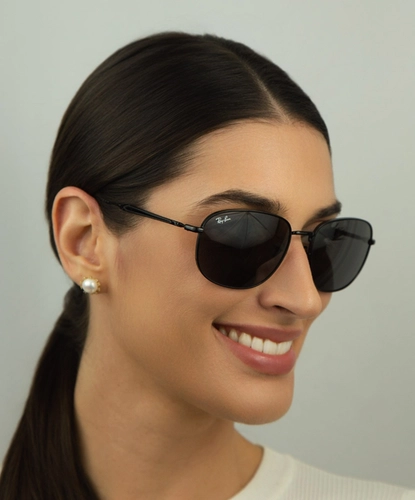 Óculos de Sol Ray-Ban 0RB3754 002/B160 Metal Preto com lentes na cor Cinza