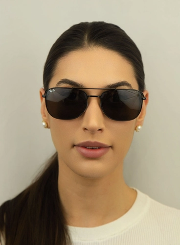 Óculos de Sol Ray-Ban 0RB3755 002/B159 Metal Preto com lentes na cor Cinza