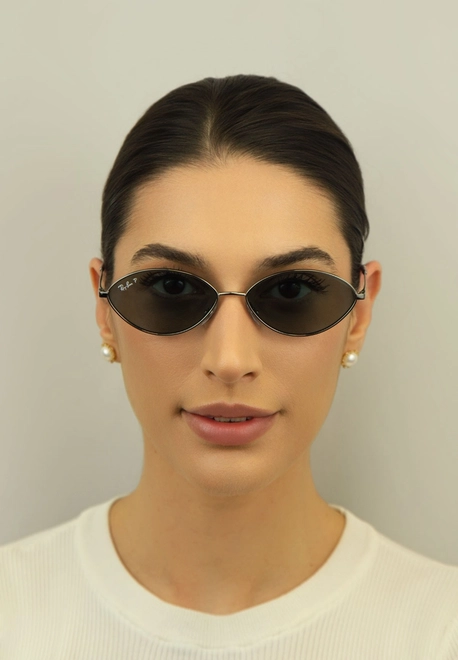 Óculos de Sol Ray-Ban Kai 0RB3757 004/2V59 Metal Chumbo com lentes na cor Azul Polarizado 3