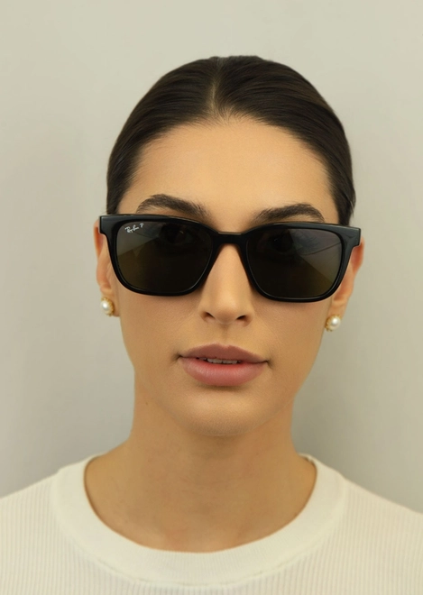 Óculos de Sol Ray-Ban Polarizado 0RB4448L 601/9A56 Acetato Preto com lentes na cor Verde Polarizado 3