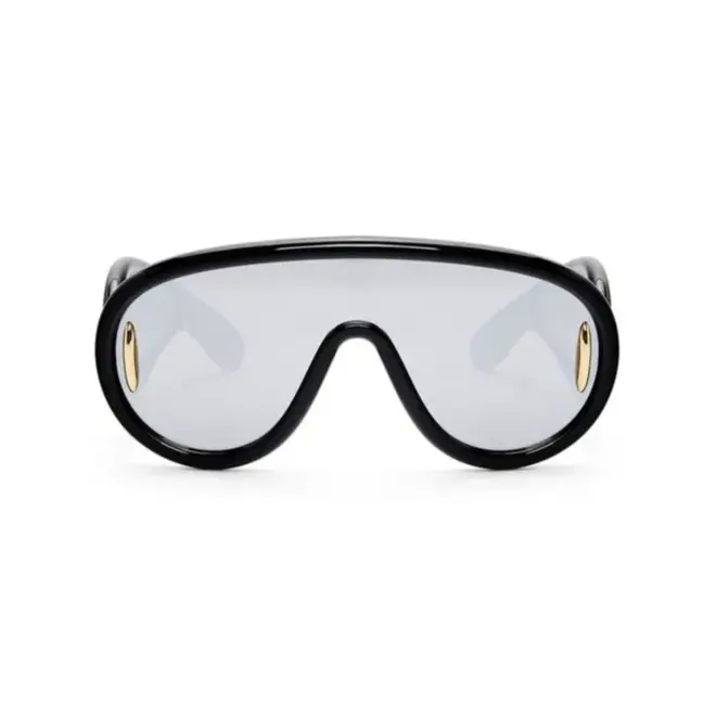 Óculos de Sol Loewe LW40108I_0001C Acetato Preto com lentes na cor Prata Espelhado 2
