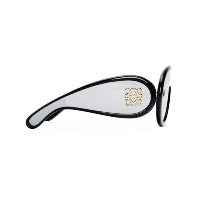 Óculos de Sol Loewe LW40108I_0001C Acetato Preto com lentes na cor Prata Espelhado 3