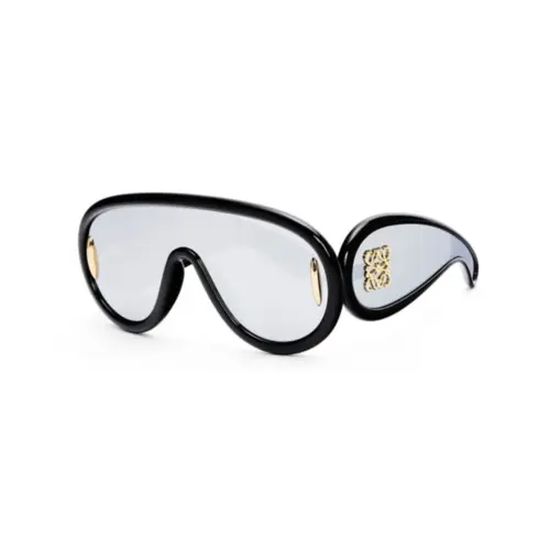 Óculos de Sol Loewe LW40108I_0001C Acetato Preto com lentes na cor Prata Espelhado
