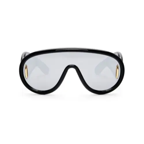Óculos de Sol Loewe LW40108I_0001C Acetato Preto com lentes na cor Prata Espelhado
