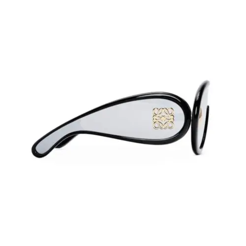 Óculos de Sol Loewe LW40108I_0001C Acetato Preto com lentes na cor Prata Espelhado