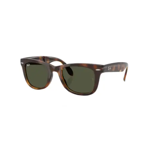 Óculos de Sol Ray-Ban Folding Wayfarer 0RB4105 710/3150 Nylon Marrom Mesclado com lentes na cor Verde