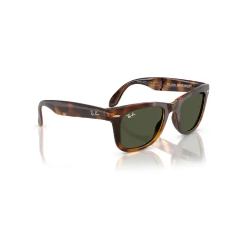 Óculos de Sol Ray-Ban Folding Wayfarer 0RB4105 710/3150 Nylon Marrom Mesclado com lentes na cor Verde