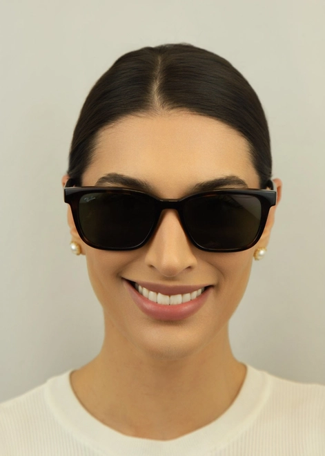Óculos de Sol Ray-Ban 0RB4448L 710/7156 Acetato Marrom Mesclado com lentes na cor Verde 3