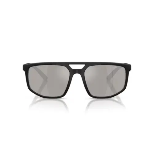 Óculos de Sol Emporio Armani 0EA4248U 50016G58 Acetato Preto Fosco com lentes na cor Cinza Espelhado