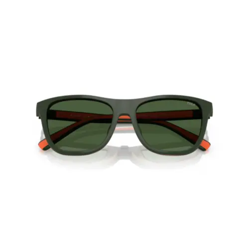 Óculos de Grau Polo Ralph Lauren 0PH4228U 60707155 Acetato Marrom Mesclado com Clip-On na cor Verde