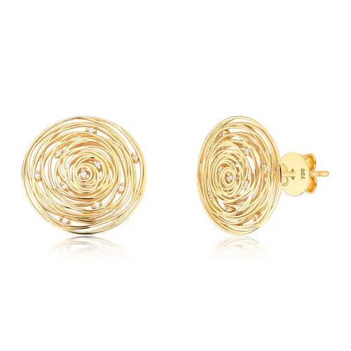 Brinco Nido Diamonds Stud redondo de ouro 18k ninho fios que envolvem Diamantes
