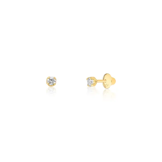Brinco solitário ouro 18k com 9pts de Diamantes 1