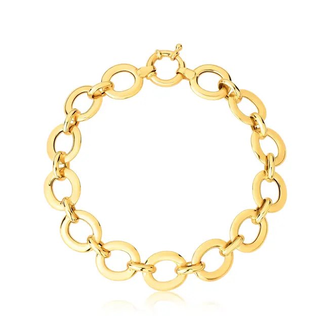 Pulseira elo oval grande ouro 18k oca polida 20CM 1