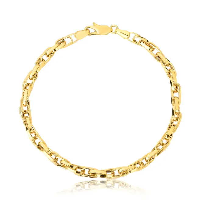 Pulseira elo Cadeado ouro 18k elos entrelaçados 19CM 1