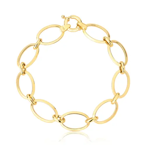 Pulseira elo oval grande ouro 18k polida 18CM