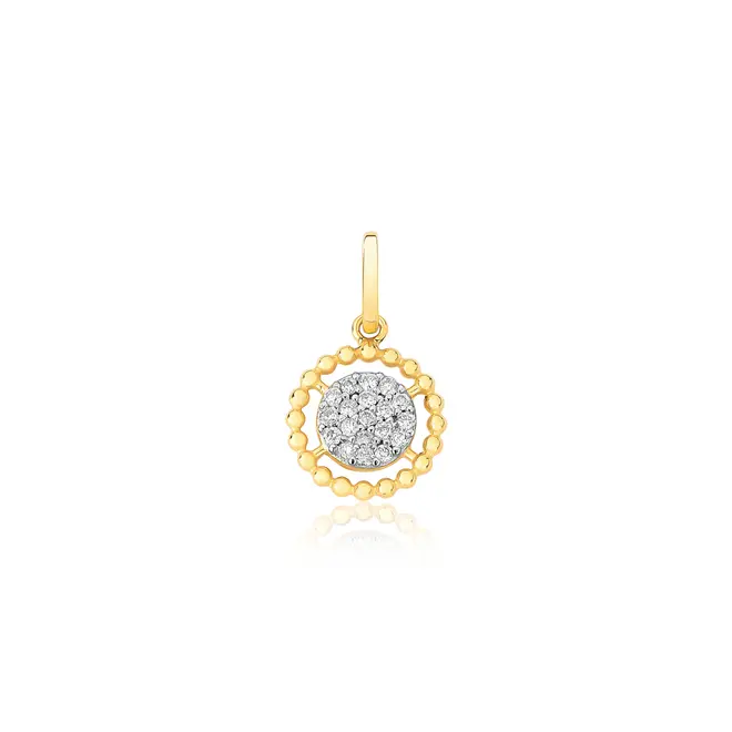 Pingente redondo ouro 18k com 9,5pts de Diamantes 1