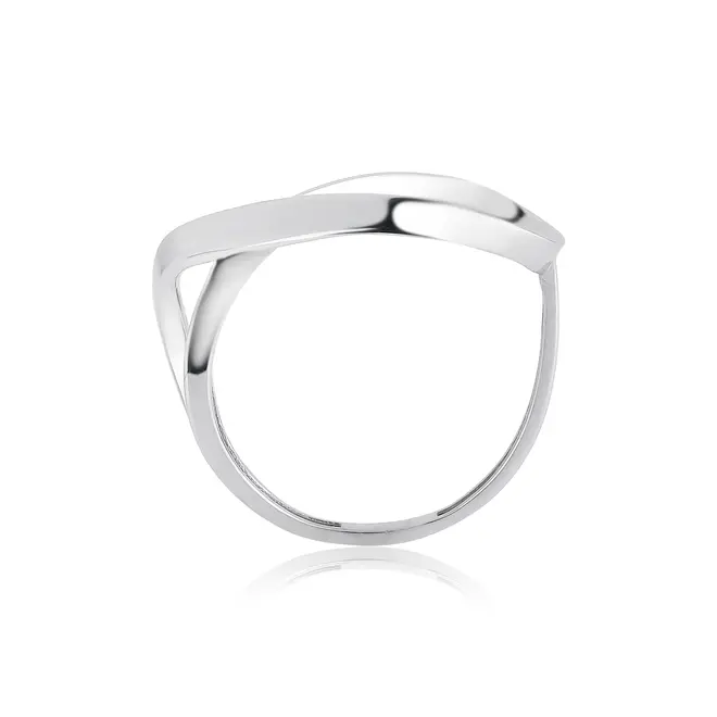 Anel laço vazado ouro branco 18k com um Diamante suspenso 2