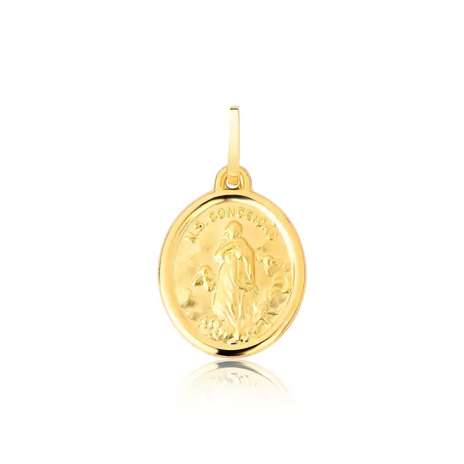 Pingente medalha oval ouro 18k de Nossa Senhora da Conceição 1