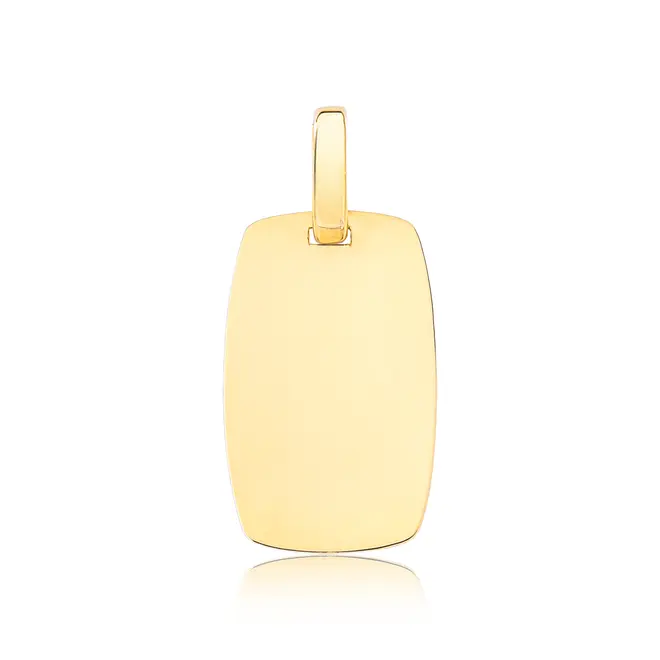 Pingente placa retangular ouro 18k lisa polida 1