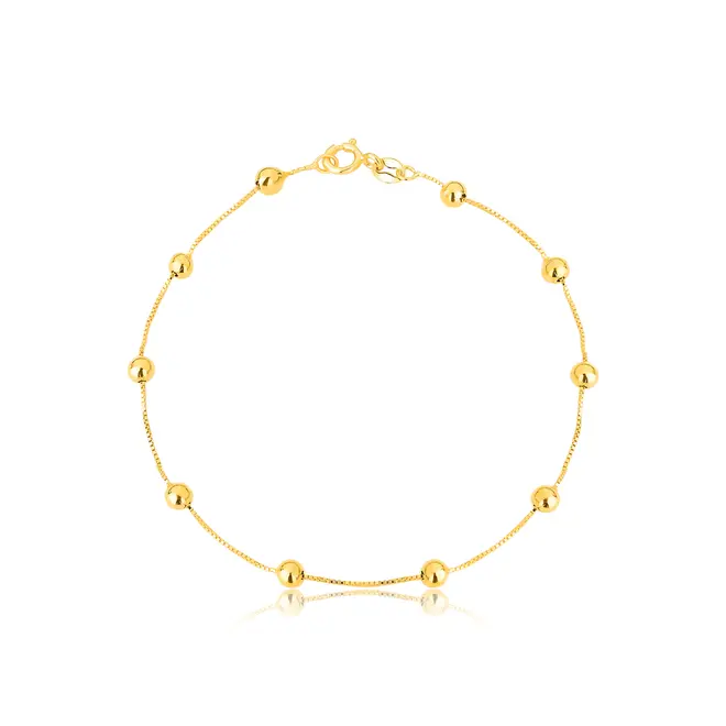 Pulseira infantil ouro18k de bolinhas polidas 15CM 1