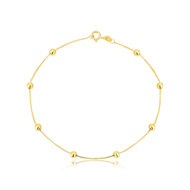 Pulseira de bolinhas ouro 18k polida 18CM 1