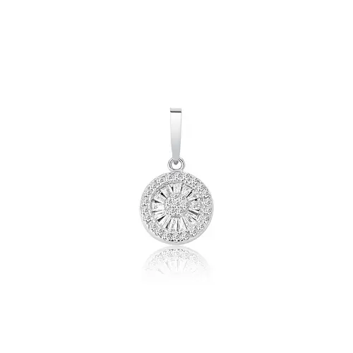 Pingente pizza ouro branco 18k cravejado de 21,3pts de Diamantes