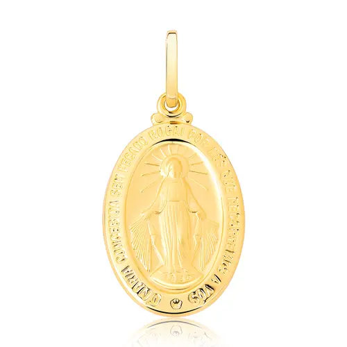 Pingente medalha oval ouro 18k de Nossa Senhora das Graças