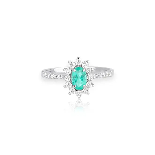 Anel High Alta Joalheria oval de Esmeralda ouro branco 18k com Diamantes 3