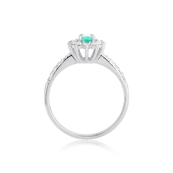 Anel High Alta Joalheria oval de Esmeralda ouro branco 18k com Diamantes 2