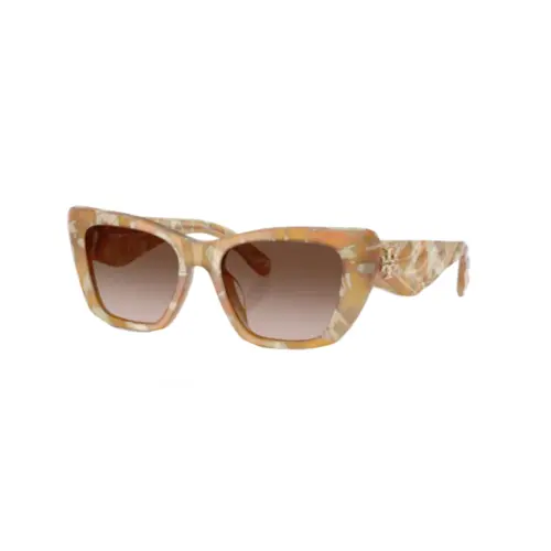 Óculos de Sol Tory Burch 0TY7216U 19491352 Acetato Laranja Mesclado com lentes na cor Marrom Degradê