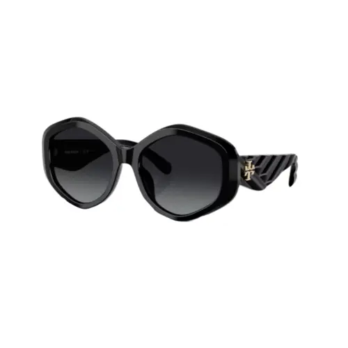 Óculos de Sol Tory Burch 0TY7217U 1709T355 Acetato Preto com lentes na cor Cinza Polarizado Degradê