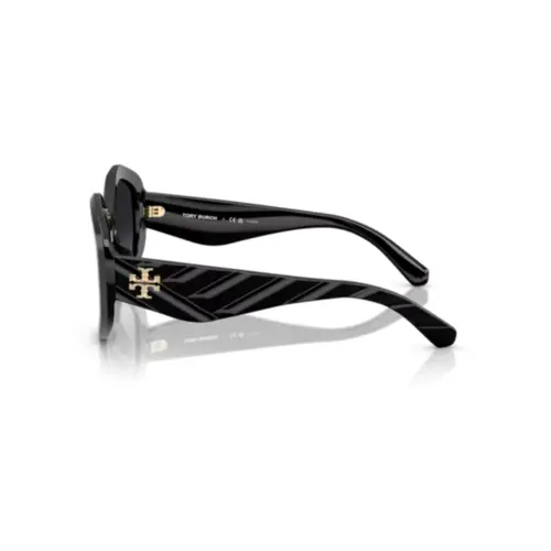 Óculos de Sol Tory Burch 0TY7217U 1709T355 Acetato Preto com lentes na cor Cinza Polarizado Degradê
