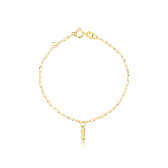 Pulseira infantil elo Cadeado ouro 18k com pingente figa 12/13CM 1