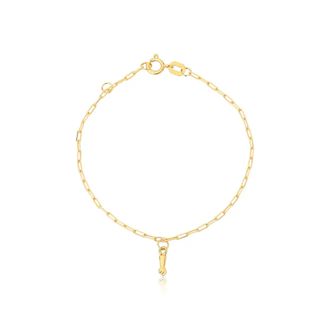 Pulseira infantil elo Cadeado ouro 18k com pingente figa 12/13CM 2